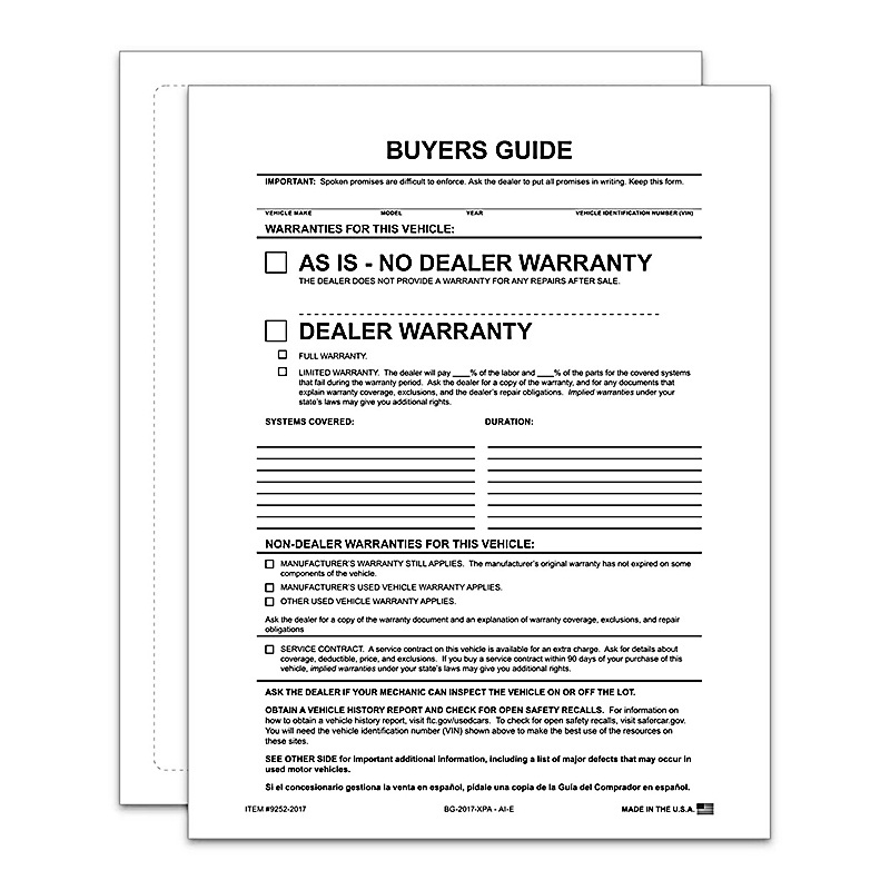 Laser Window Sticker Exterior 1 Part Buyers Guides - AS IS