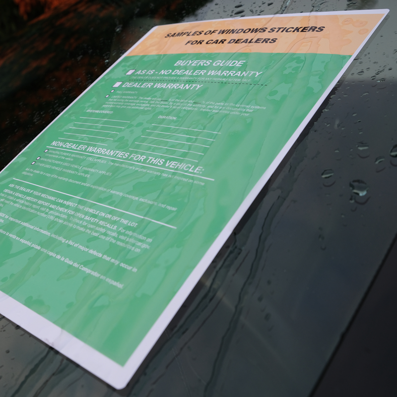 Blank Outdoor Buyers Guides Forms Laser / Inkjet Window Stickers