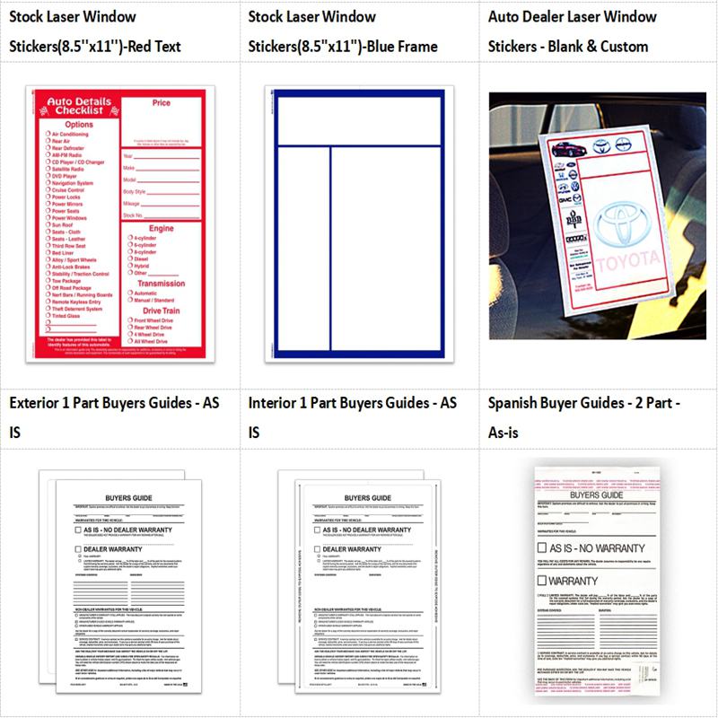 8.5x11 Form Auto Dealer Outdoor Blank Laser Inkjet Window Label Stickers