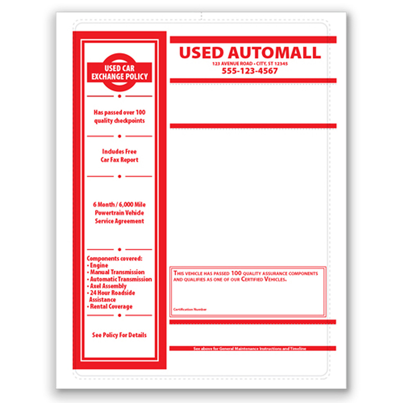 Custom Letter Label Laser Window Sticker 8.5 x 11 Form