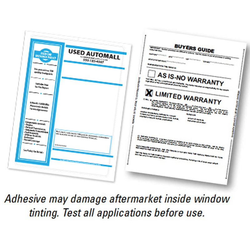 Custom Sticker Label Full Color Digital Outdoor Application Car Dealer Laser Window Stickers - 8-1/2" x 11"