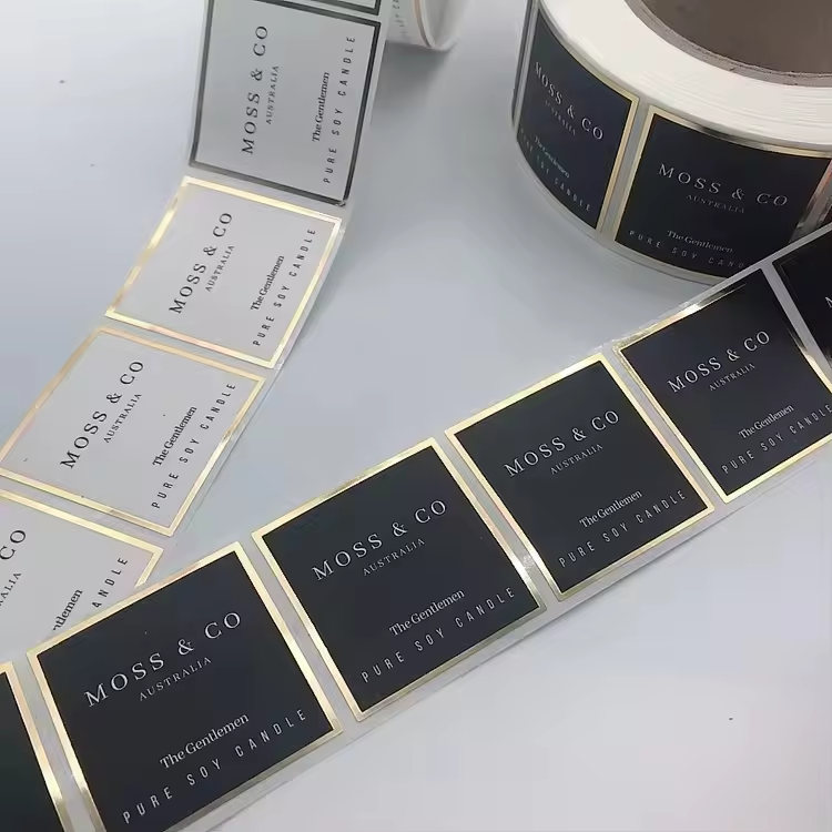 Custom High Quality Waterproof Candle Labels Vinyl Logo Label Printing Gold Foil Sticker For Candle Jars