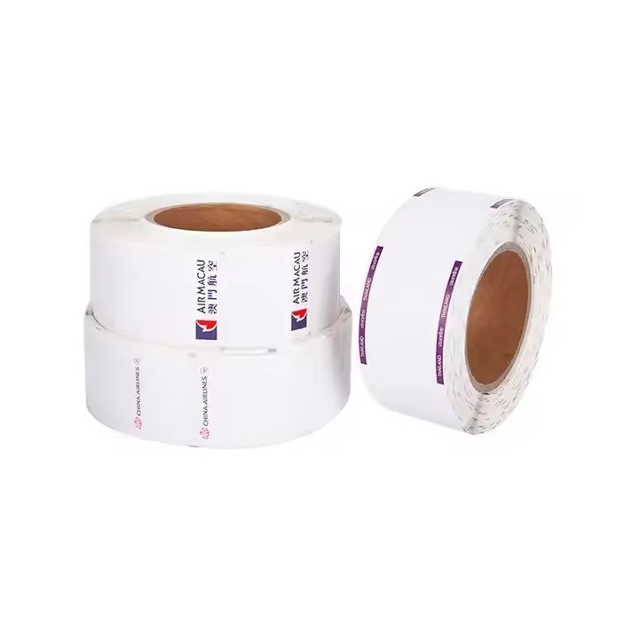 Factory Supply Custom Printed Synthetic Thermal Paper Self-adhesive Airlines Baggage Tags Luggage Labels