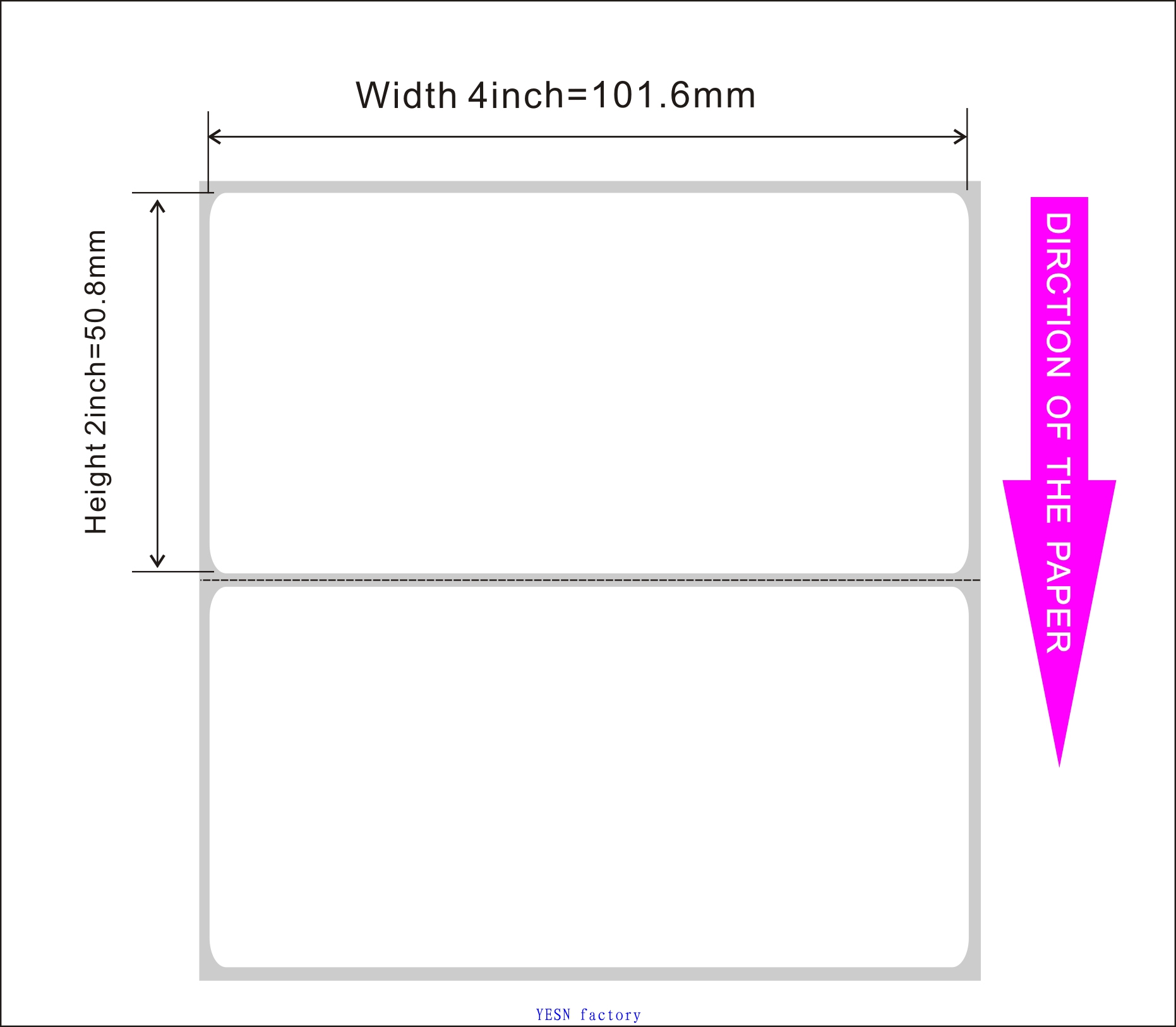 LABELS Size  Printing content  Perforation line  Rolling direction