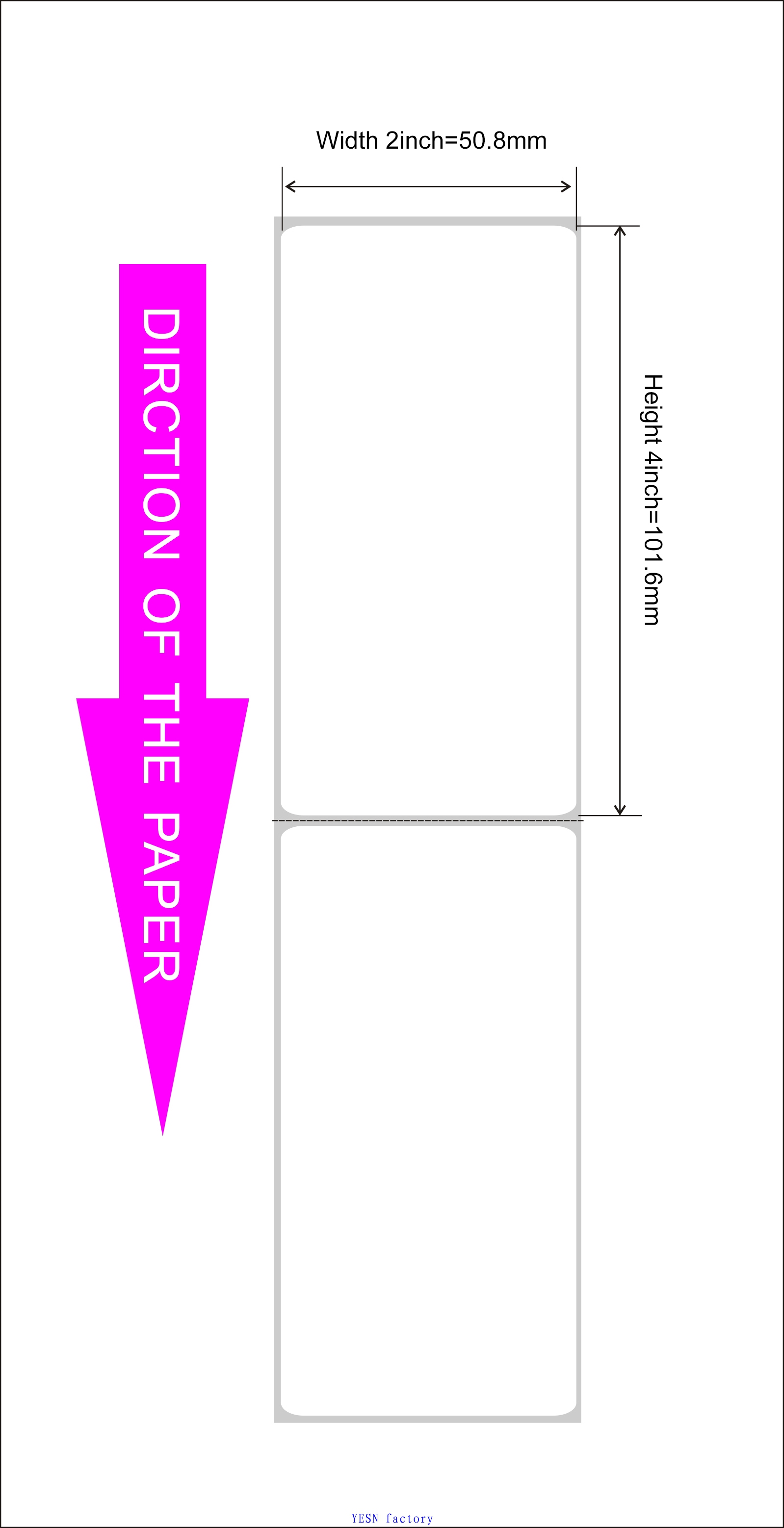 LABELS Size  Printing content  Perforation line  Rolling direction